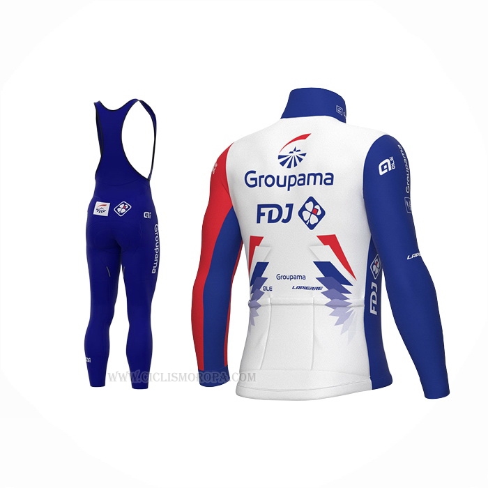 2022 Ropa Ciclismo Groupama FDJ Rojo Azul Mangas Largas y Culotte Lunga